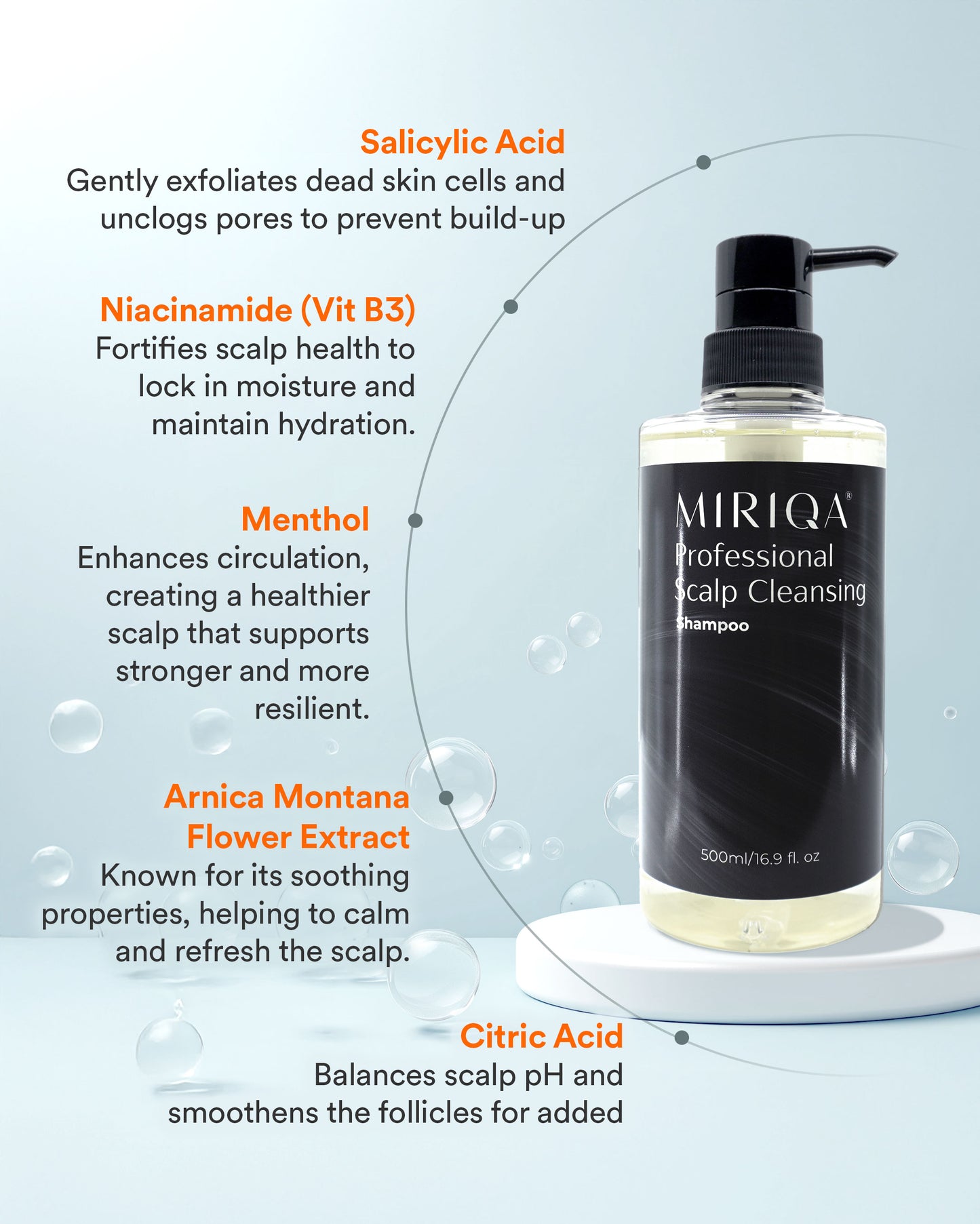 MIRIQA® Professional Scalp Cleansing Shampoo 500ml (Bundle of 6)