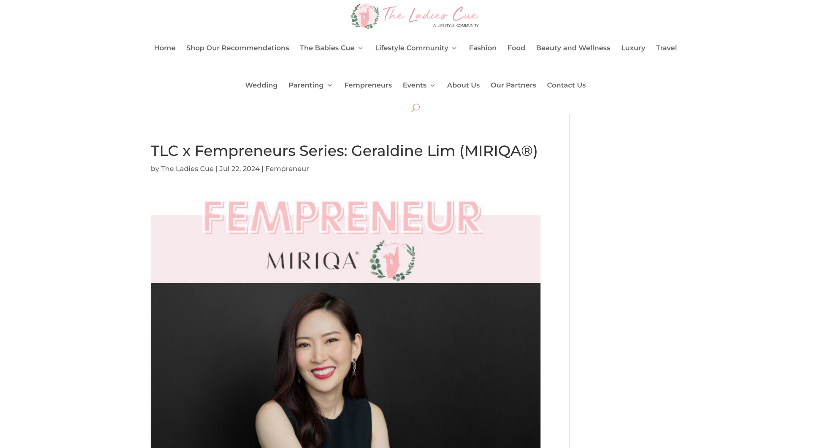 Screenshot of TLC x Fempreneurs Series: Geraldine Lim (MIRIQA®)